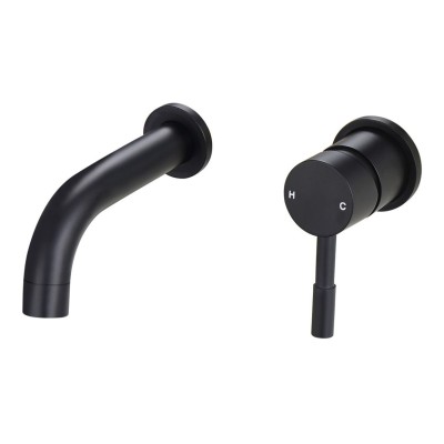Opal 155mm Wall Mounted Basin Mixer - Matt Black | Bathroom