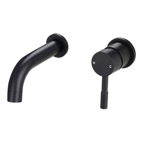 Opal 155mm Wall Mounted Basin Mixer - Matt Black | Bathroom