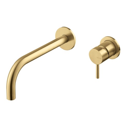 Vema Tiber Wall Mounted Basin Mixer - Brushed Brass | Bathro