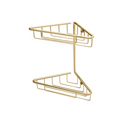 Lussari 2-Tier Corner Shower Caddy - Brushed Brass | Bathroo