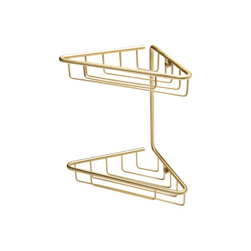 Lussari 2-Tier Corner Shower Caddy - Brushed Brass | Bathroo