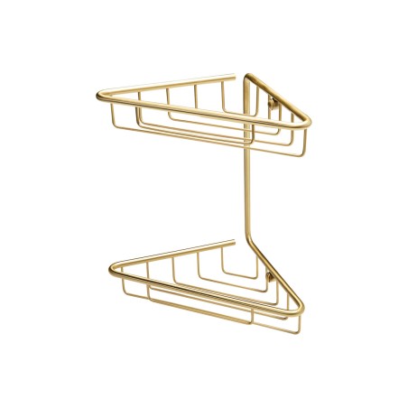 Lussari 2-Tier Corner Shower Caddy - Brushed Brass | Bathroo