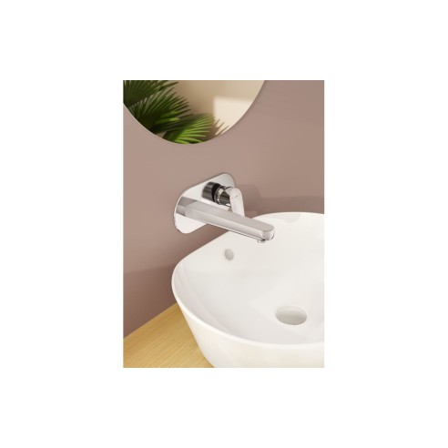 VitrA Flow Round Wall Mounted Basin Mixer - Chrome | Bathroo