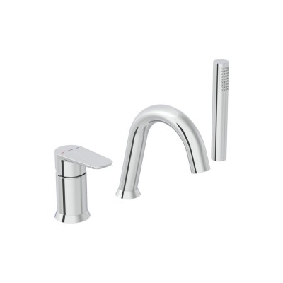VitrA Flow Soft 3-Hole Bath/Shower Mixer - Chrome | Bathroom