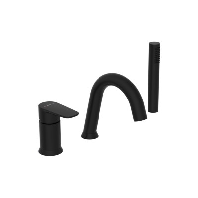 VitrA Flow Soft 3-Hole Bath/Shower Mixer - Matt Black | Bath