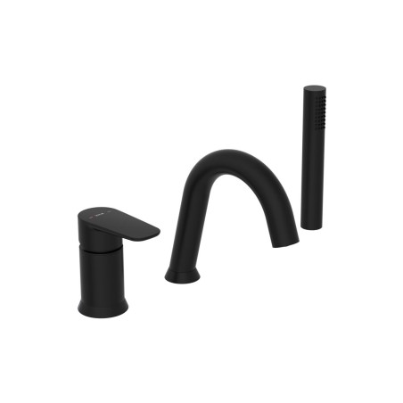 VitrA Flow Soft 3-Hole Bath/Shower Mixer - Matt Black | Bath