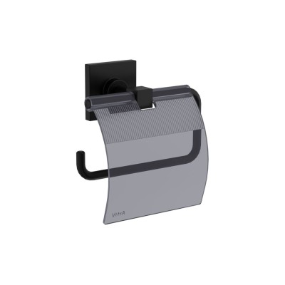 VitrA Root Toilet Roll Holder w/Cover - Matt Black | Bathroo