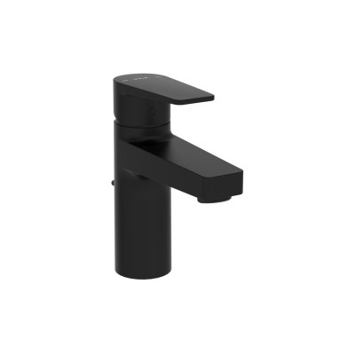 VitrA Flow Square Basin Mixer w/Waste Lever - Matt Black | B