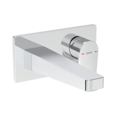 VitrA Flow Square Wall Mounted Basin Mixer - Chrome | Bathro