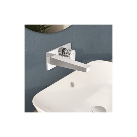 VitrA Flow Square Wall Mounted Basin Mixer - Chrome | Bathro