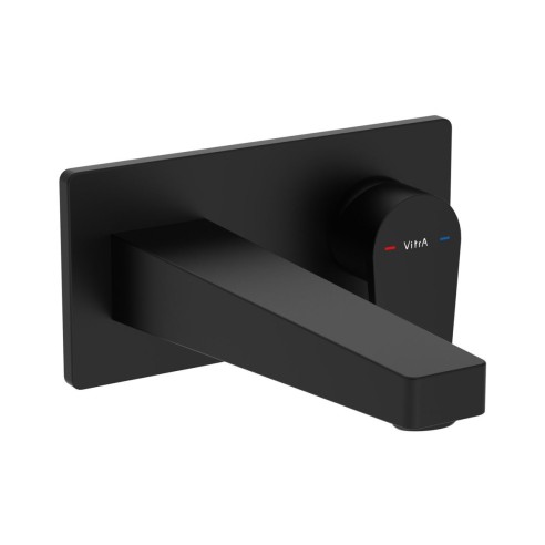 VitrA Flow Square Wall Mounted Basin Mixer - Matt Black | Ba