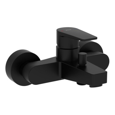 VitrA Flow Square Wall Mounted Bath/Shower Mixer - Matt Blac