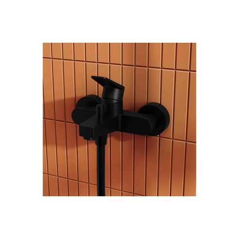 VitrA Flow Square Wall Mounted Bath/Shower Mixer - Matt Blac