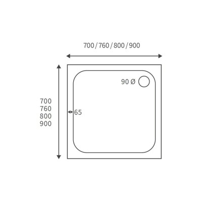 45mm Low Profile 760x760mm Square Tray & Waste - White | Sho 2