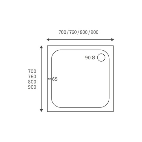 45mm Low Profile 760x760mm Square Tray & Waste - White | Sho