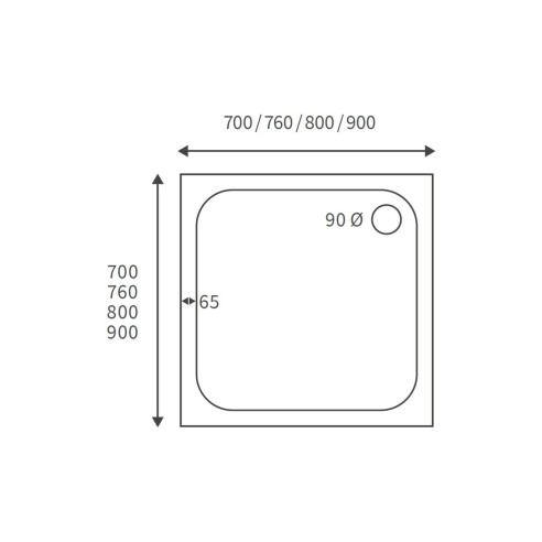45mm Low Profile 900x900mm Square Tray & Waste - White | Sho