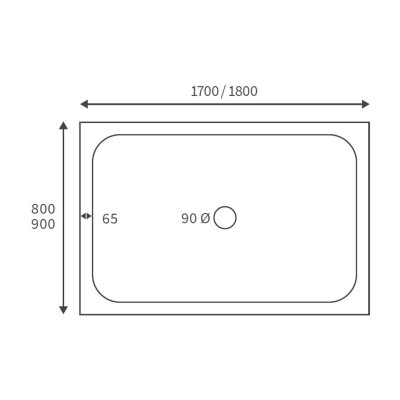 45mm Low Profile 1700x800mm Rectangular Tray & Waste - White 2