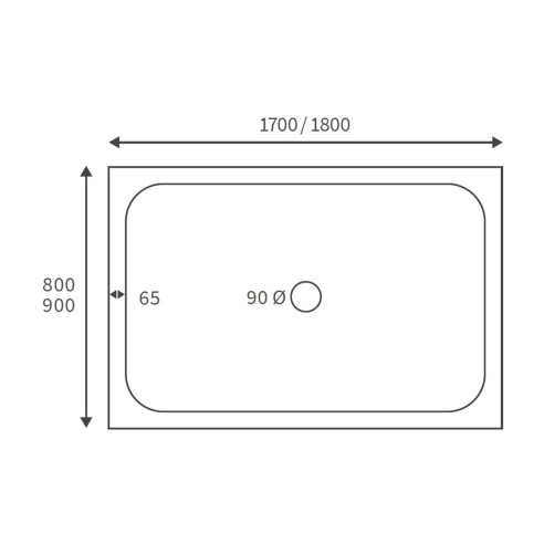 45mm Low Profile 1700x900mm Rectangular Tray & Waste - White