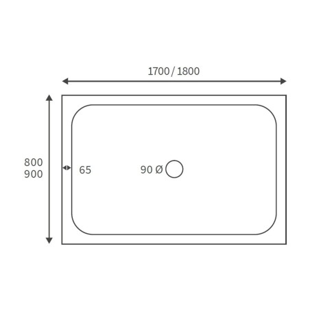 45mm Low Profile 1700x900mm Rectangular Tray & Waste - White