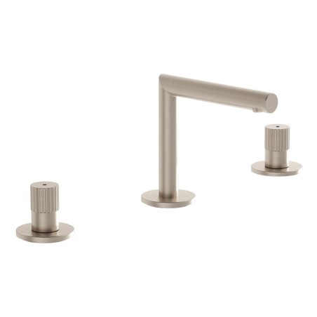 VitrA Origin 3-Hole Basin Mixer - Brushed Nickel | Bathroom