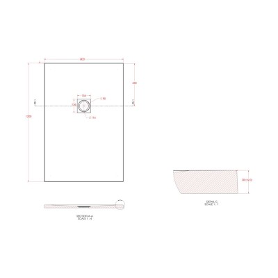 25mm 1200x800mm Slate Effect Ultra-Slim Rectangular Tray & W 2