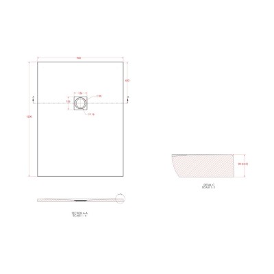 25mm 1200x900mm Slate Effect Ultra-Slim Rectangular Tray & W 2