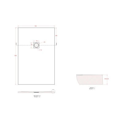 25mm 1400x900mm Slate Effect Ultra-Slim Rectangular Tray & W 2