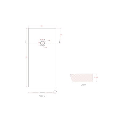 25mm 1700x800mm Slate Effect Ultra-Slim Rectangular Tray & W 2