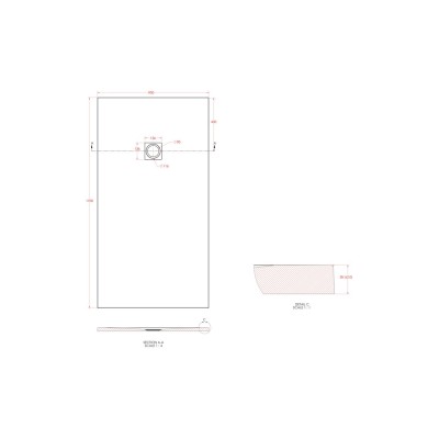 25mm 1700x900mm Slate Effect Ultra-Slim Rectangular Tray & W 2