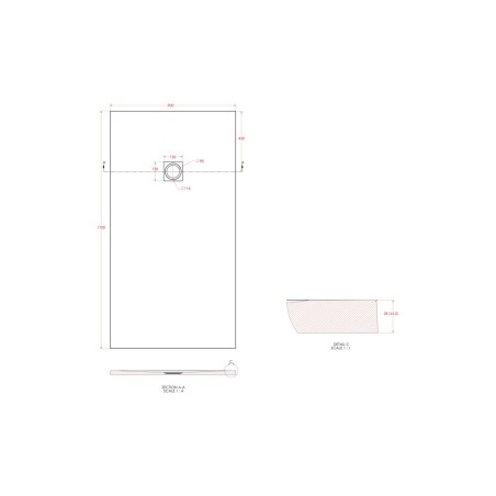 25mm 1700x900mm Slate Effect Ultra-Slim Rectangular Tray & W