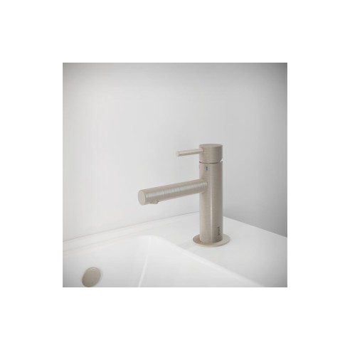 VitrA Origin Compact Basin Mixer - Brushed Nickel | Bathroom