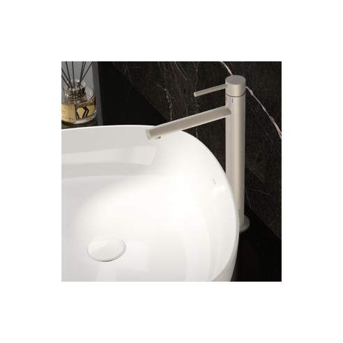 VitrA Origin Extra Tall Basin Mixer - Brushed Nickel | Bathr