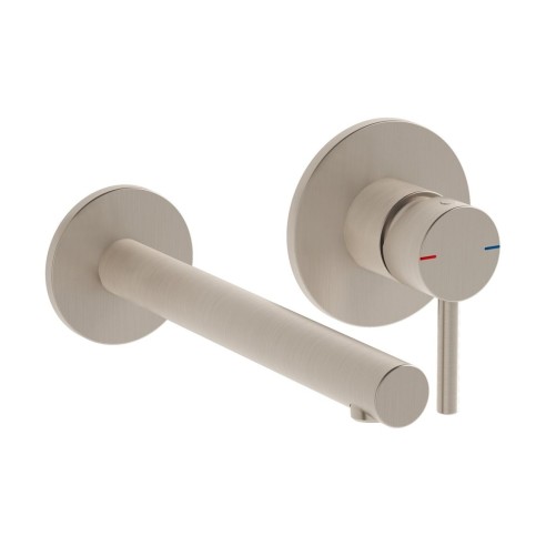 VitrA Origin Wall Mounted 2-Hole Basin Mixer - Brushed Nicke