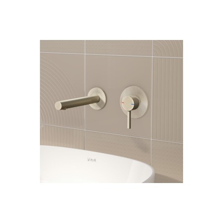 VitrA Origin Wall Mounted 2-Hole Basin Mixer - Brushed Nicke