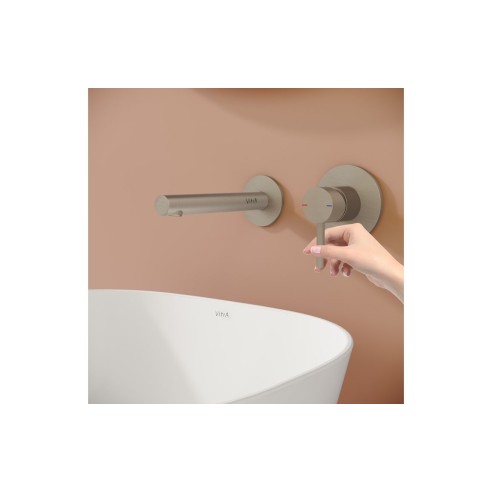 VitrA Origin Wall Mounted 2-Hole Basin Mixer - Brushed Nicke