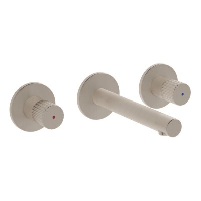 VitrA Origin Wall Mounted 3-Hole Basin Mixer - Brushed Nicke