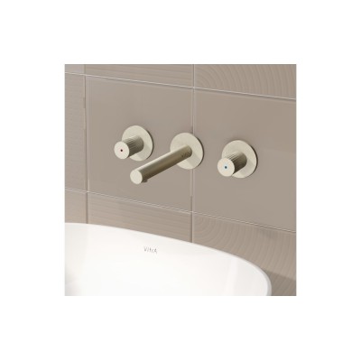 VitrA Origin Wall Mounted 3-Hole Basin Mixer - Brushed Nicke 2