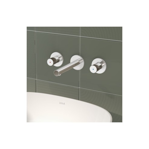 VitrA Origin Wall Mounted 3-Hole Basin Mixer - Chrome | Bath