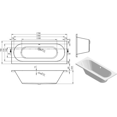 Milan 1700mm Round 1700 x 700mm Double Ended Bath | BathroomKing 2