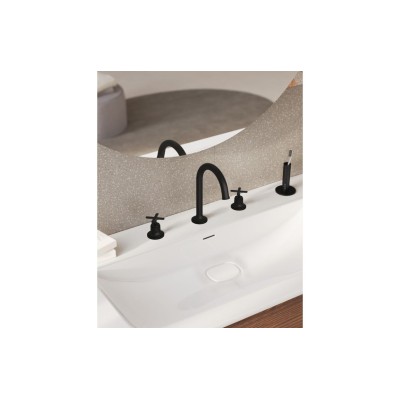VitrA Origin Classic 3-Hole Basin Mixer - Matt Black | Bathr 2