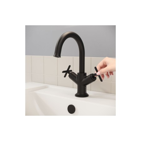VitrA Origin Classic Basin Mixer (Cross Handles) - Matt Blac