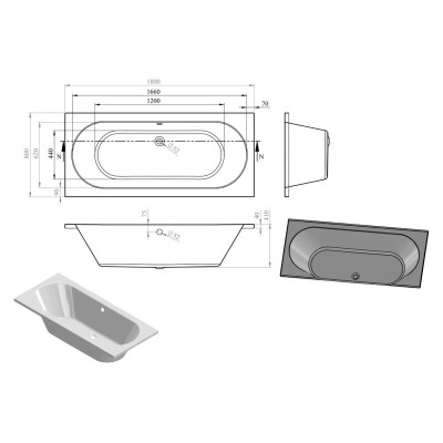 Milan 1800mm Round 1800 x 800mm Double Ended Bath | BathroomKing 2
