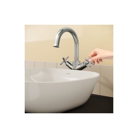 VitrA Origin Classic Tall Basin Mixer (Cross Handles) - Chro