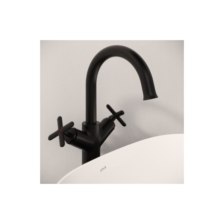 VitrA Origin Classic Tall Basin Mixer (Cross Handles) - Matt
