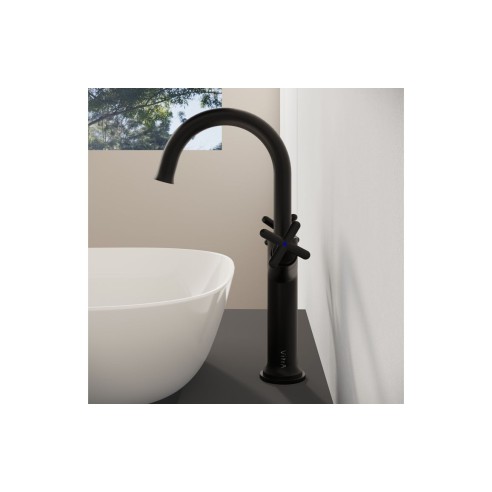 VitrA Origin Classic Tall Basin Mixer (Cross Handles) - Matt