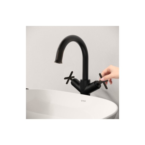 VitrA Origin Classic Tall Basin Mixer (Cross Handles) - Matt