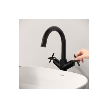 VitrA Origin Classic Tall Basin Mixer (Cross Handles) - Matt