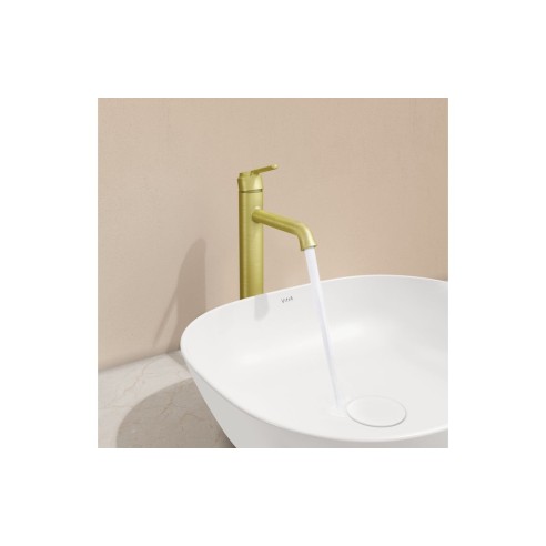 VitrA Origin Classic Tall Basin Mixer (Top Handle) - Brushed