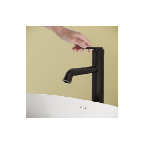 VitrA Origin Classic Tall Basin Mixer (Top Handle) - Matt Bl