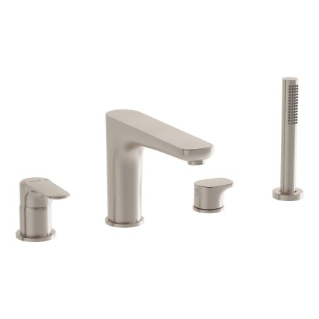 VitrA Root Round 4-Hole Bath/Shower Mixer - Brushed Nickel |